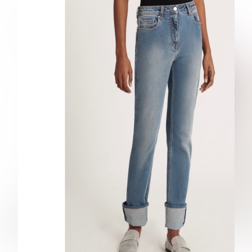 Fabiana Filippi Todi Denim Trousers in Greek Blue, Size 48 EUR/XL US size